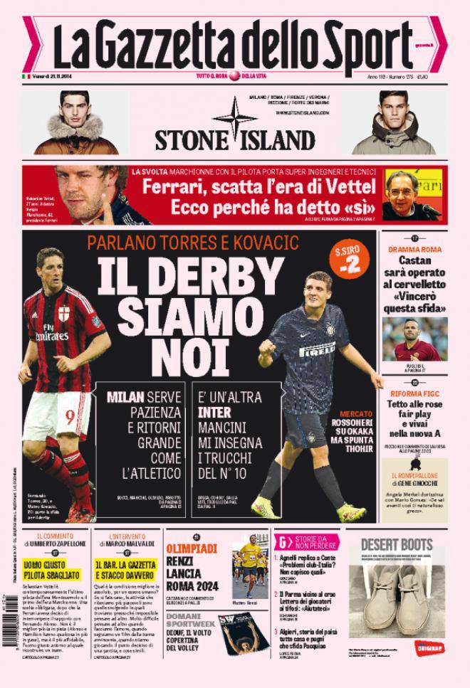 Gazzetta Dello Sport La Prima Pagina Del Novembre