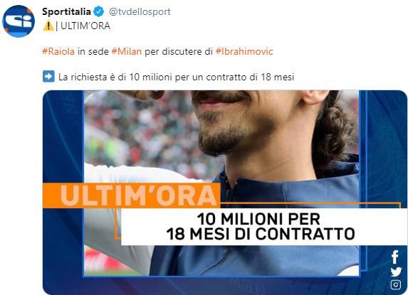 Zlatan Ibrahimovic richiesta stipendio Milan