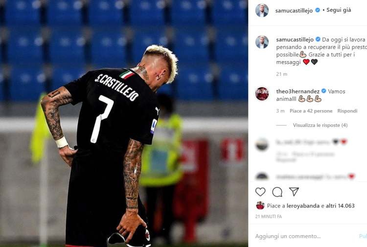 Samu Castillejo post infortunio