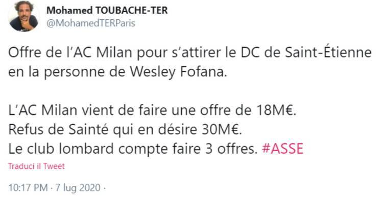 Milan offerta Wesley Fofana