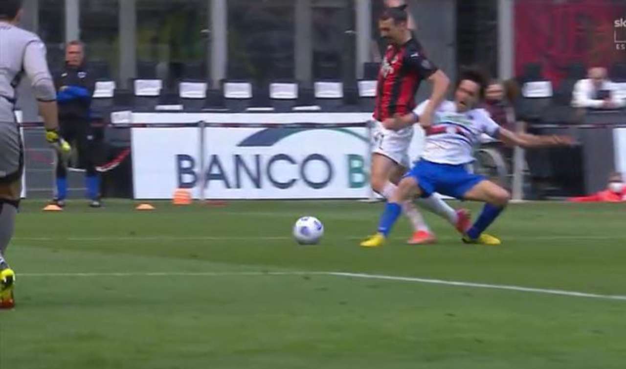 Moviola Milan-Sampdoria: contatto Augello-Ibrahimovic ...