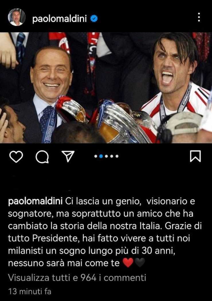 Paolo Maldini Silvio Berlusconi morto