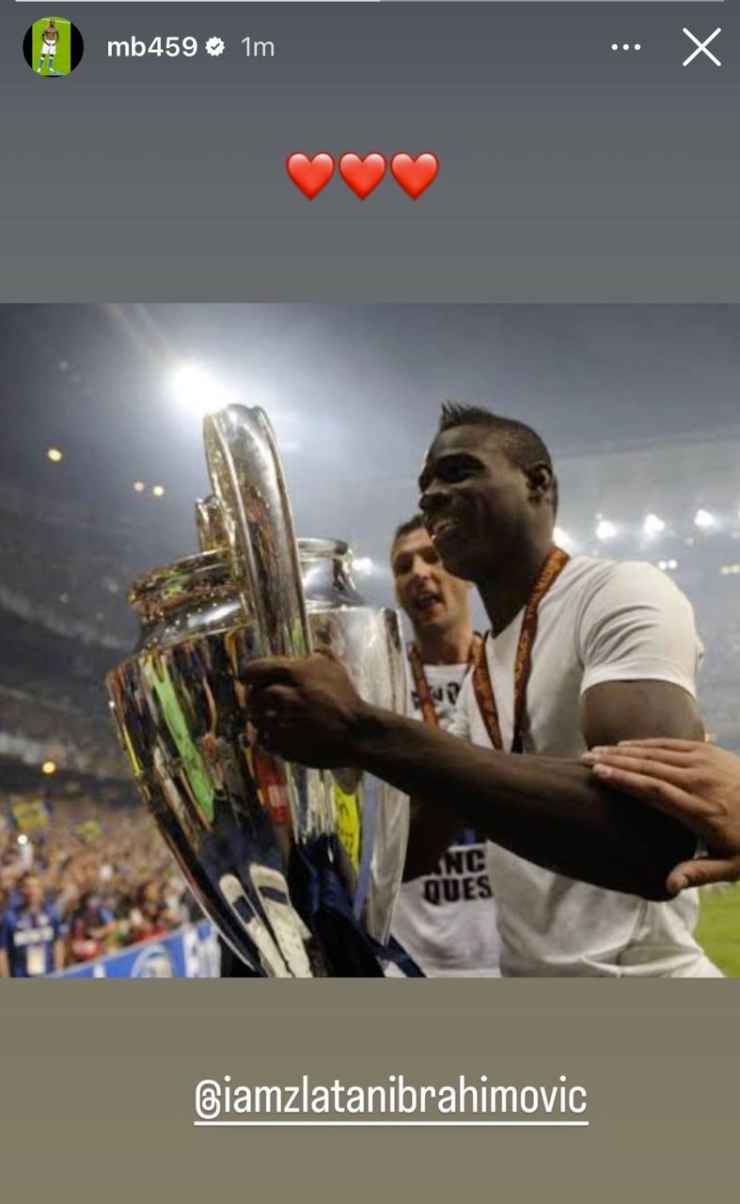 Balotelli risponde a Ibrahimovic: pubblica la foto con la Champions