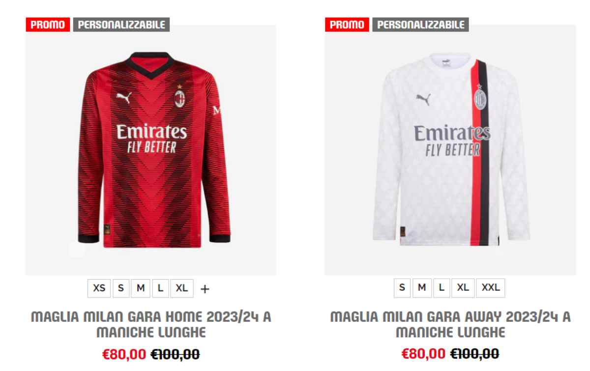 Offerte sulle maglie del Milan