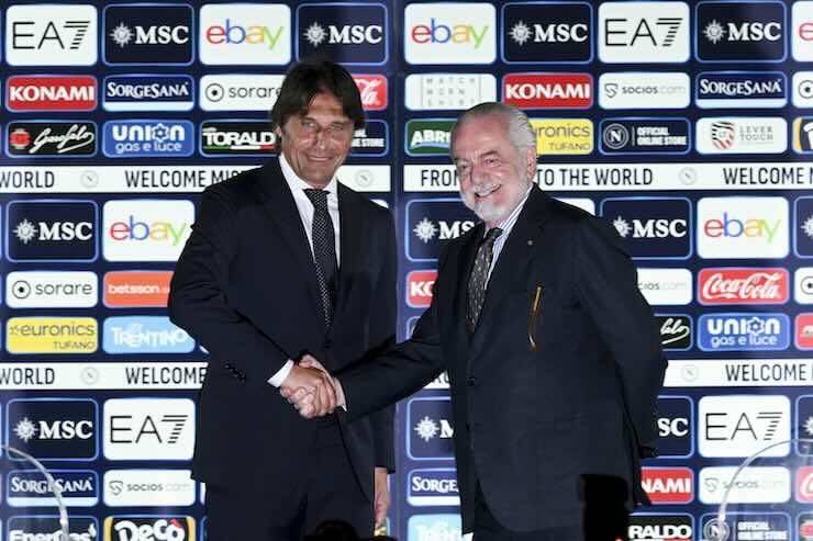 Antonio Conte e De Laurentiis durante la presentazione