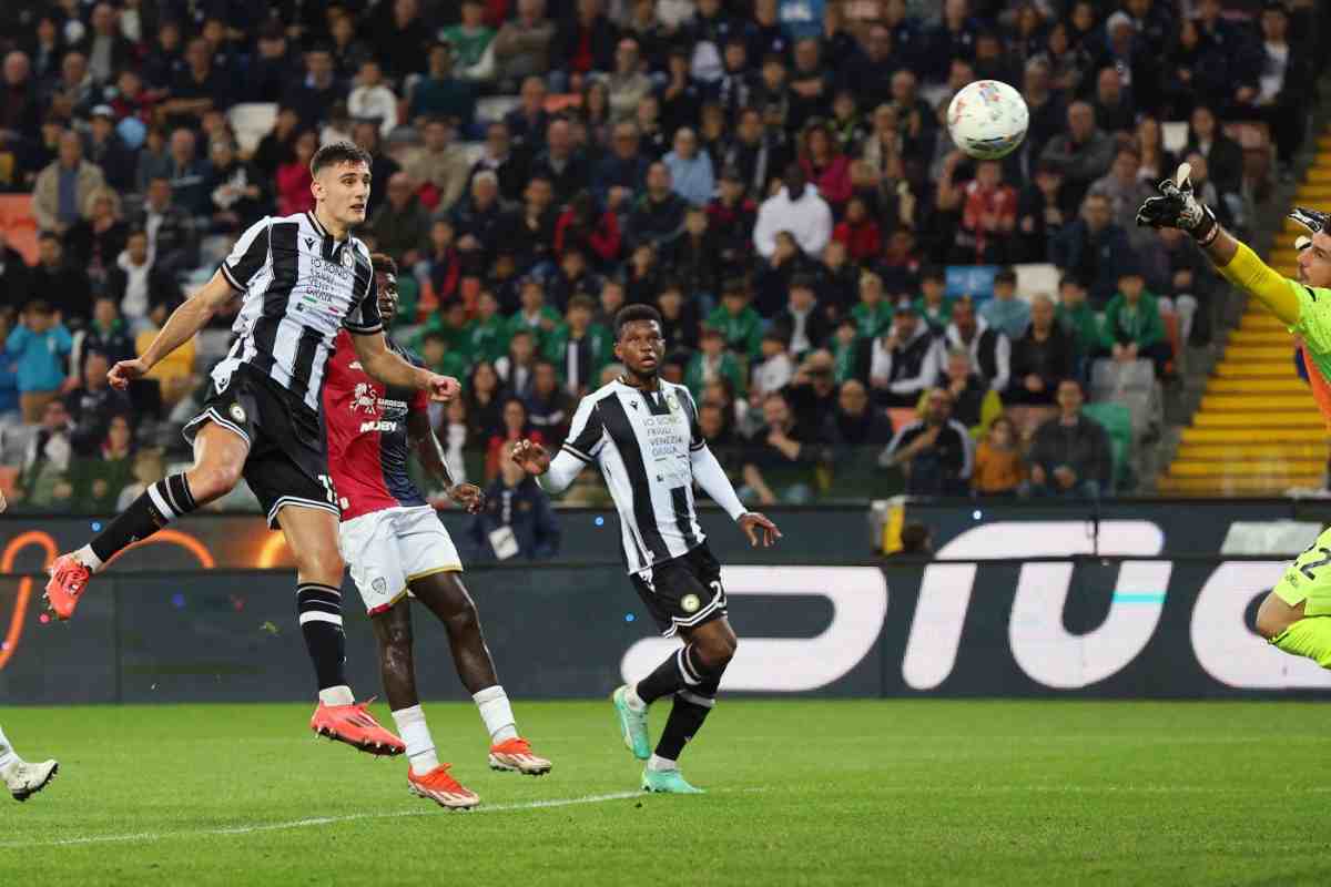 Lorenzo Lucca in gol in Udinese-Cagliari