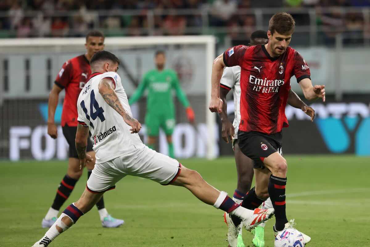 Matteo Gabbia in campo con il Milan