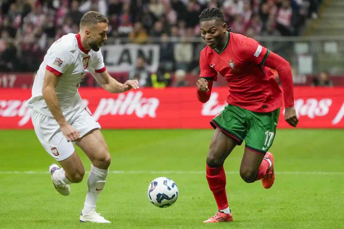 Rafael Leao in campo con il Portogallo