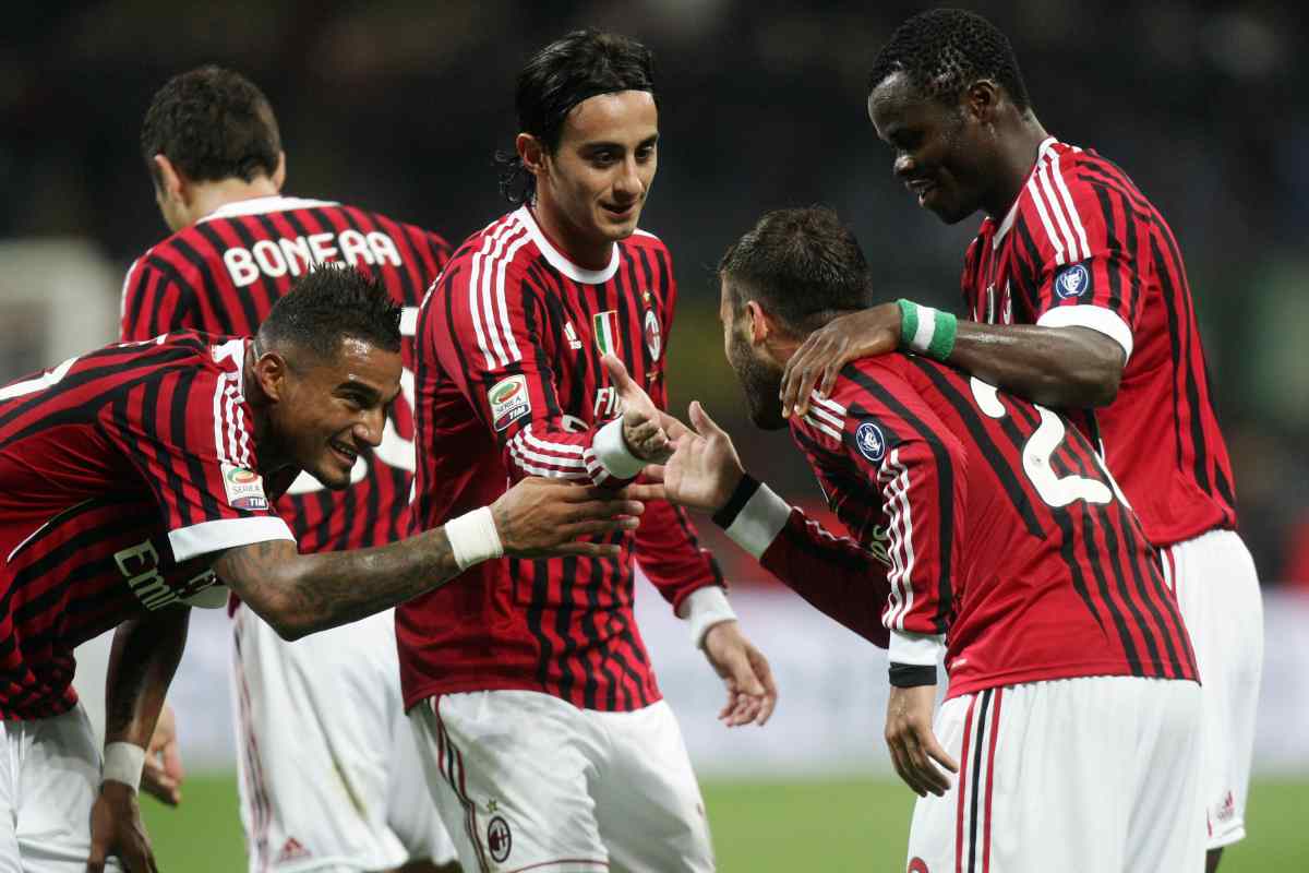 Antonio Nocerino con Boateng, Aquilani e Taiwo